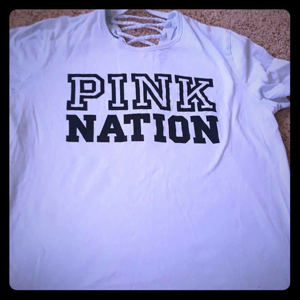 Pink tie down tee